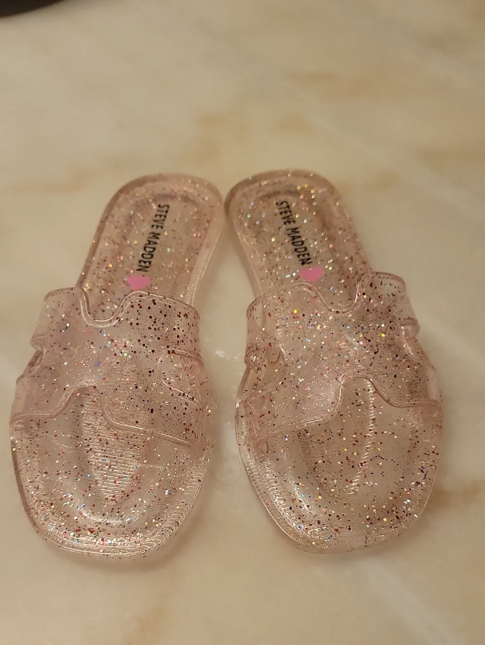 Steve Madden Pink Glitter Jelly Slide Sandals